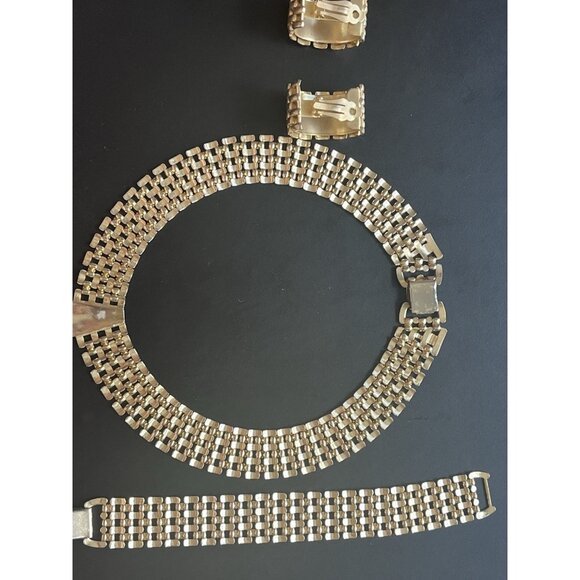 Vintage 90s Panther Link Necklace Set 3 pieces Gold Tone Quality Jewelry Y2k - Picture 16 of 16